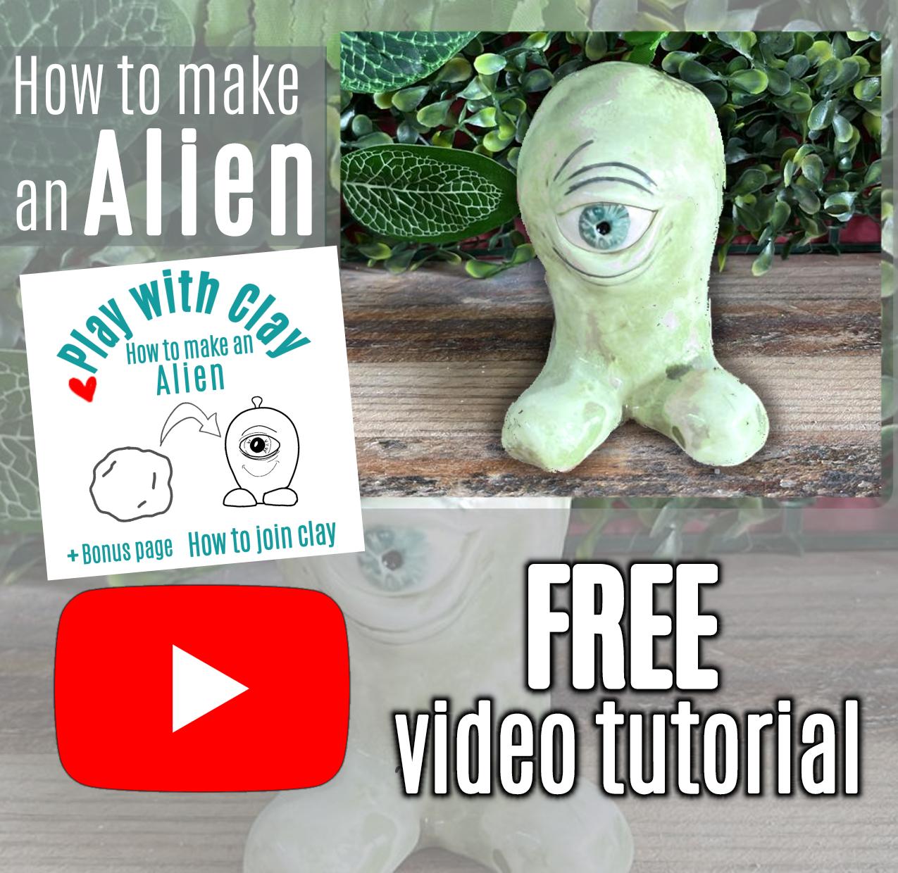 Clay Alien craft tutorial - Digital download