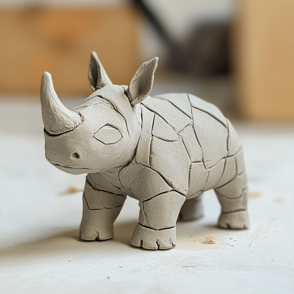 Clay pottery Rhino - DIY Digital download