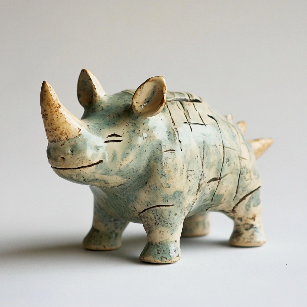 Clay pottery Rhino - DIY Digital download